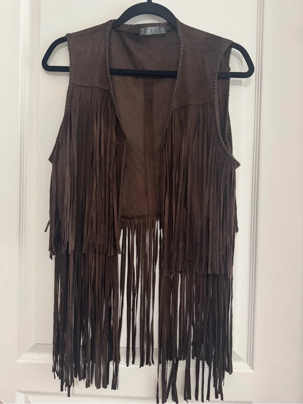 T Party Fashion Brown Fringe Suede-Look Vext